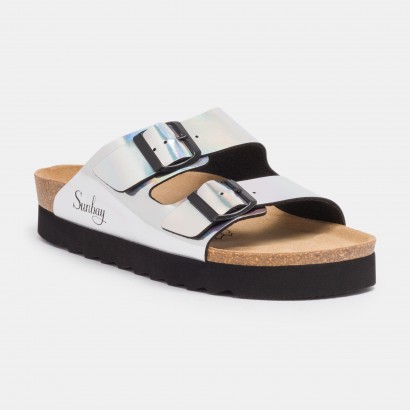 Sandales Edelweiss à plateforme Argent holographique