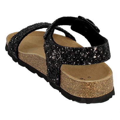 Sandales Gentiane Multibrides Noir à Paillettes