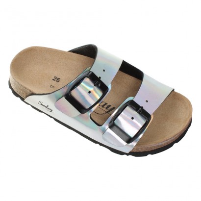 Sandales Trefle 2 Brides Argent holographique