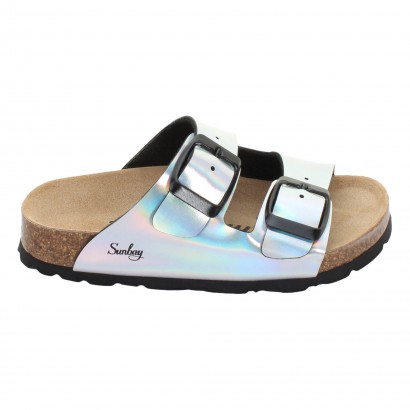 Sandales Trefle 2 Brides Argent holographique