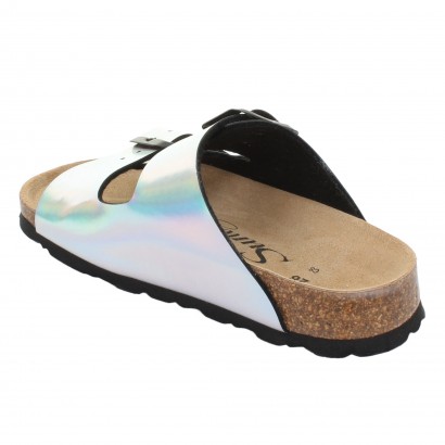 Sandales Trefle 2 Brides Argent holographique