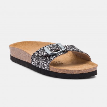 Sandales Jasmin 1 Bride Noir à Paillettes