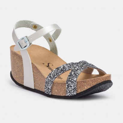 Sandales Pivoine Compensées et semi-compensées Anthracite et argent