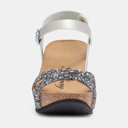 Sandales Pivoine Compensées et semi-compensées Anthracite et argent