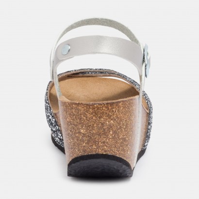 Sandales Pivoine Compensées et semi-compensées Anthracite et argent