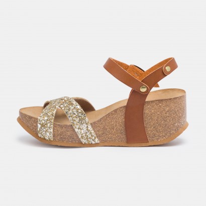 Sandales Pivoine Compensées et semi-compensées Camel