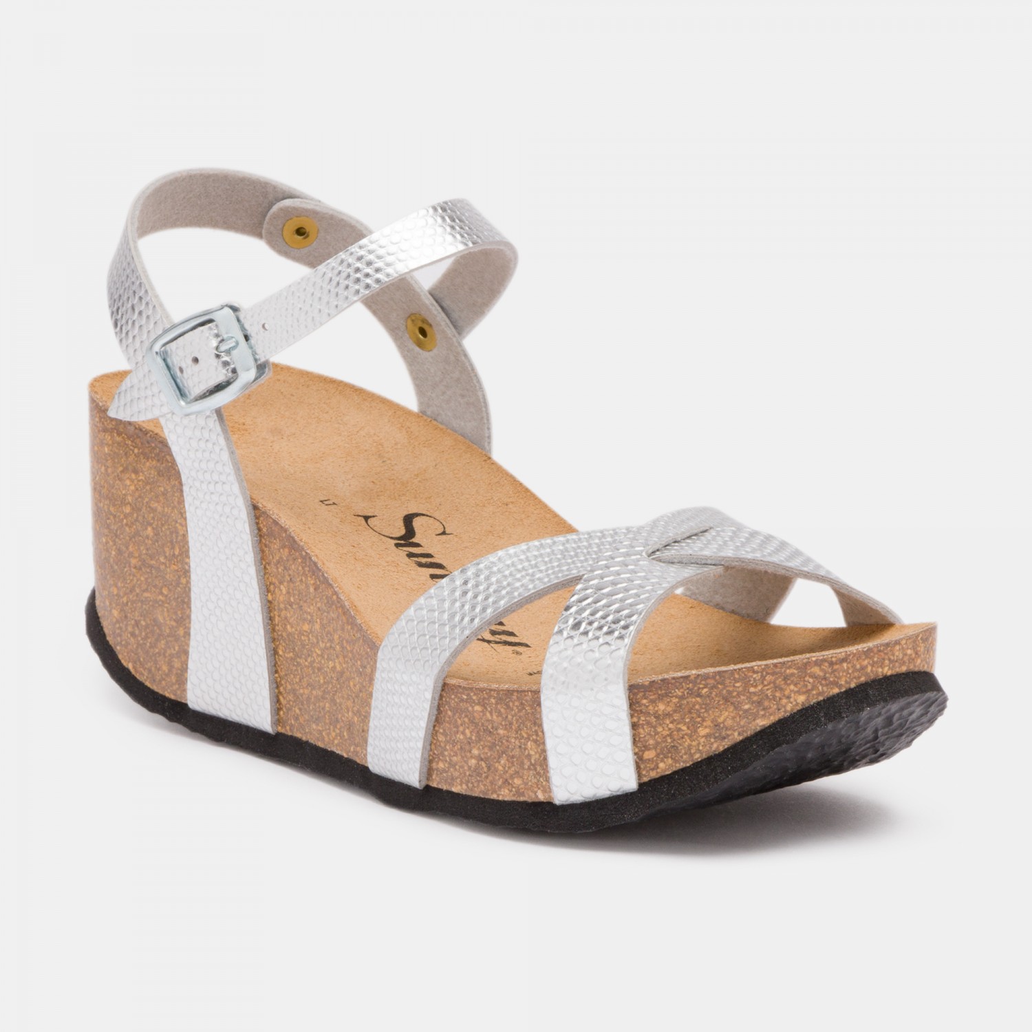 Sandales argentées on sale compensées