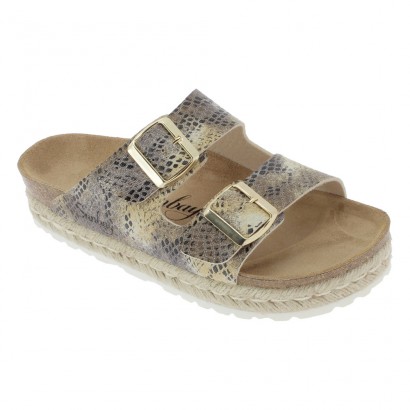 Sandales Orange à plateforme Marron python