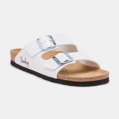 Sandales Trefle 2 Brides Blanc vinyl à Paillettes