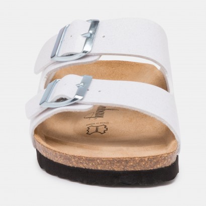 Sandales Trefle 2 Brides Blanc vinyl à Paillettes