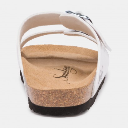 Sandales Trefle 2 Brides Blanc vinyl à Paillettes