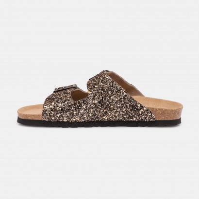 Sandales Trefle 2 Brides Or à Paillettes