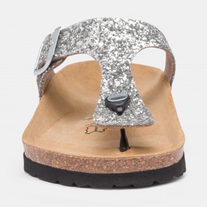 Sandales Camelia à entre-doigts Argent à Paillettes
