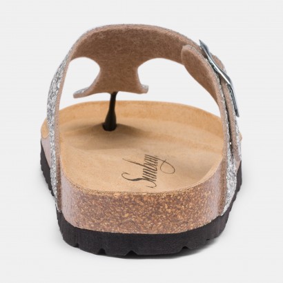 Sandales Camelia à entre-doigts Argent à Paillettes