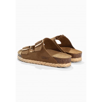 Sandales Trefle Camel en Cuir Suédé