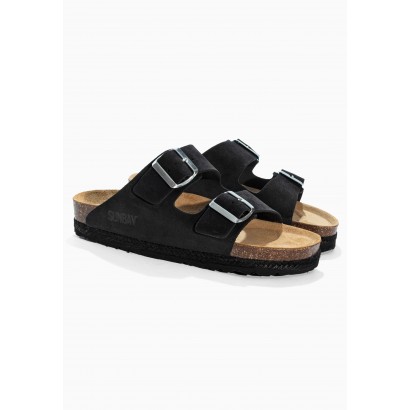 Sandales Turmero Noir en Cuir Suédé