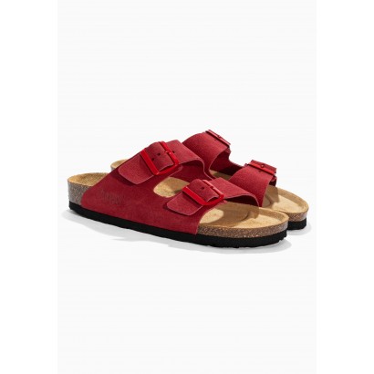 Sandales Trefle Rouge en Cuir Suédé