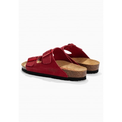 Sandales Trefle Rouge en Cuir Suédé