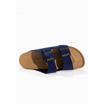 Sandales Trefle Bleu Marine en Cuir Suédé