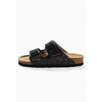 Sandales Trefle Noir pailletté