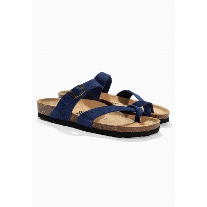 Sandales Tulipe Bleu Marine en Cuir Suédé