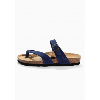 Sandales Tulipe Bleu Marine en Cuir Suédé