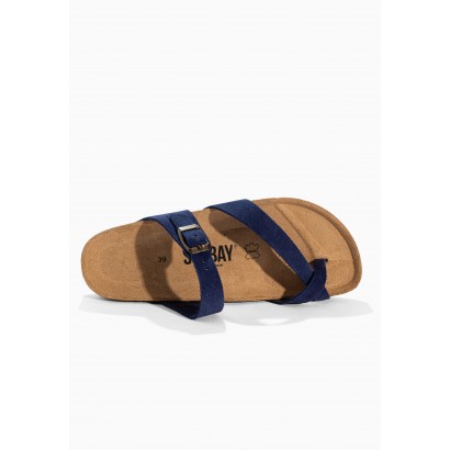 Sandales Tulipe Bleu Marine en Cuir Suédé