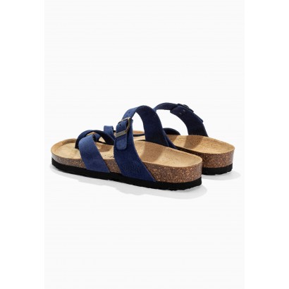 Sandales Tulipe Bleu Marine en Cuir Suédé