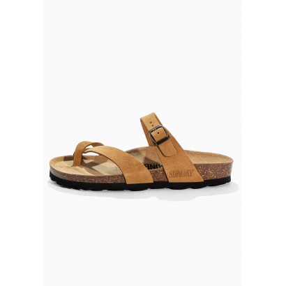 Sandales Tulipe Camel en Cuir Suédé
