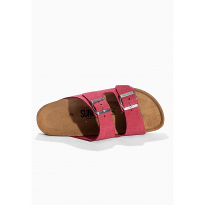 Sandales Trefle Rose en Cuir Suédé