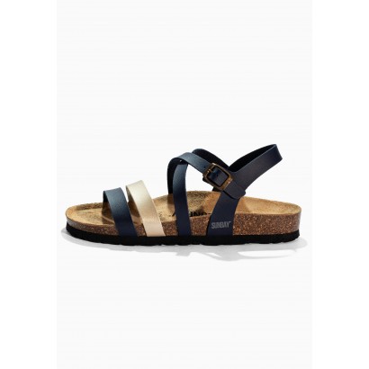 Sandales Gravita Bleu Marine et Doré