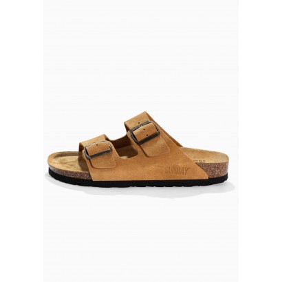 Sandales Trefle Camel en Cuir Suédé