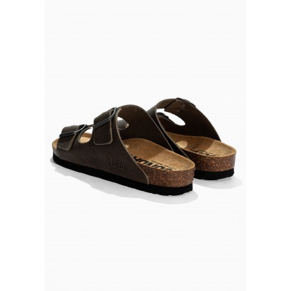 Sandales Trefle Anthracite en Cuir