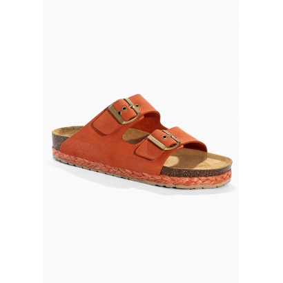 Sandales Trefle Orange en Cuir Suédé
