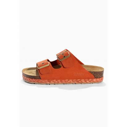 Sandales Trefle Orange en Cuir Suédé