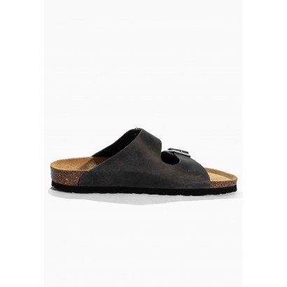 Sandales Trefle Anthracite en Cuir