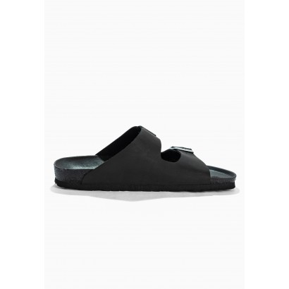 Sandales Trefle Noir en Cuir