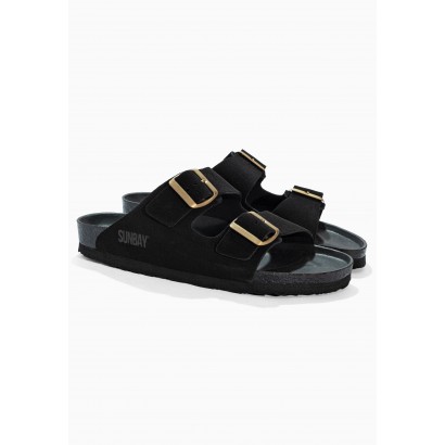 Sandales Trefle Noir en Cuir Suédé