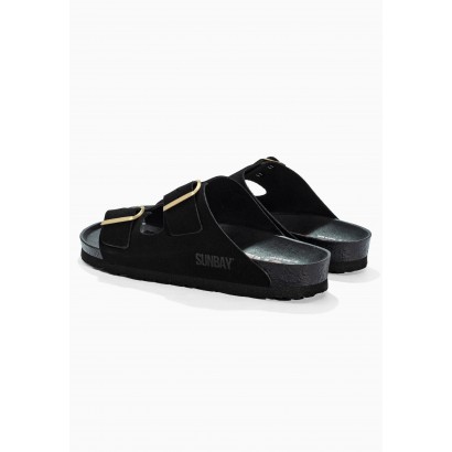 Sandales Trefle Noir en Cuir Suédé