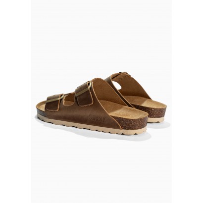 Sandales Trefle Camel en Cuir