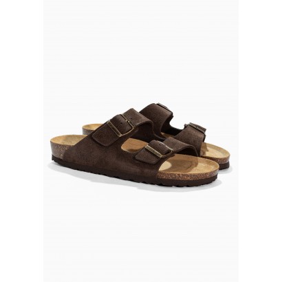 Sandales Trefle Marron en Cuir Suédé