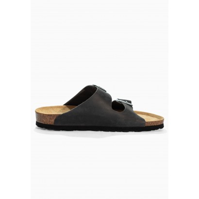 Sandales Trefle Anthracite en Cuir