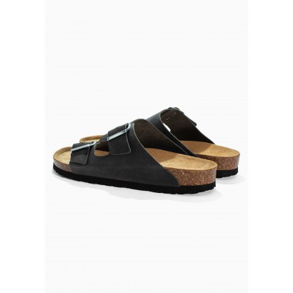 Sandales Trefle Anthracite en Cuir