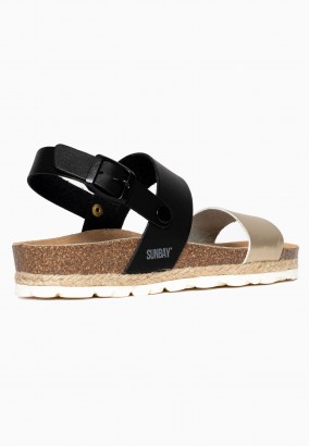 Sandales Leila Multibrides Or et noir