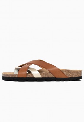 Sandales Ceduna Multibrides Or et tan