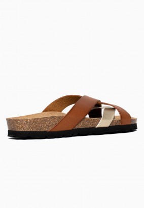 Sandales Ceduna Multibrides Or et tan
