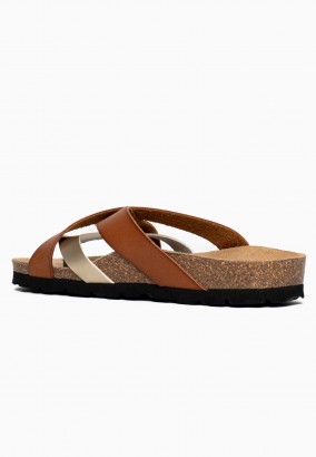 Sandales Ceduna Multibrides Or et tan