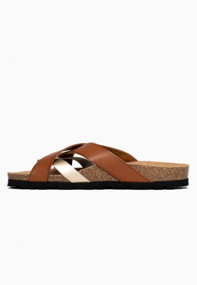 Sandales Ceduna Multibrides Or et tan
