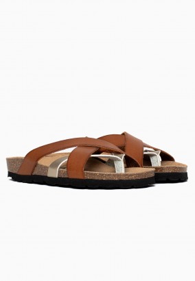 Sandales Ceduna Multibrides Or et tan