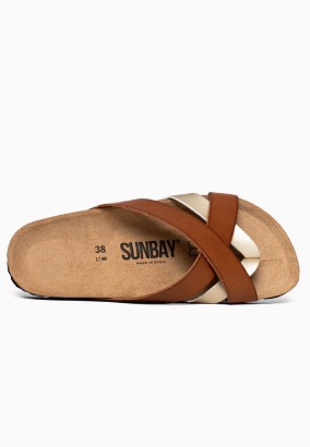 Sandales Ceduna Multibrides Or et tan